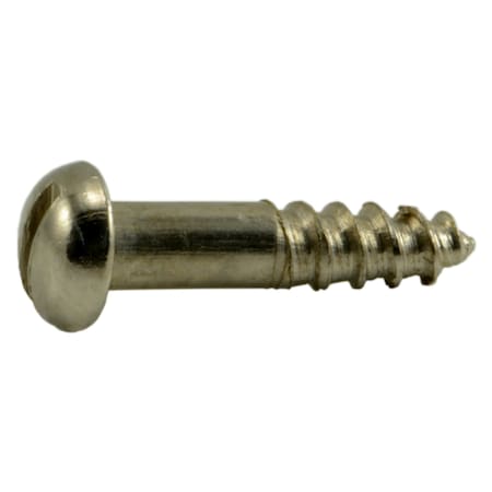 Midwest Fastener Wood Screw, #4, 1/2 in, Chrome Steel Round Head Slotted Drive, 60 PK 62181